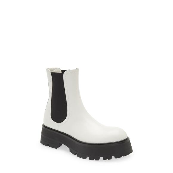 Alexander Mcqueen 'Rave' White Leather Chelsea Boot Size 10 - Picture 1 of 6